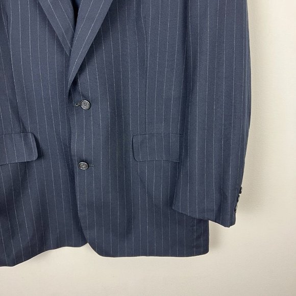 Brooks Brothers Blazer Jacket Sport Coat Mens 41L Blue Pinstripe Wool Brooksease - Picture 12 of 15